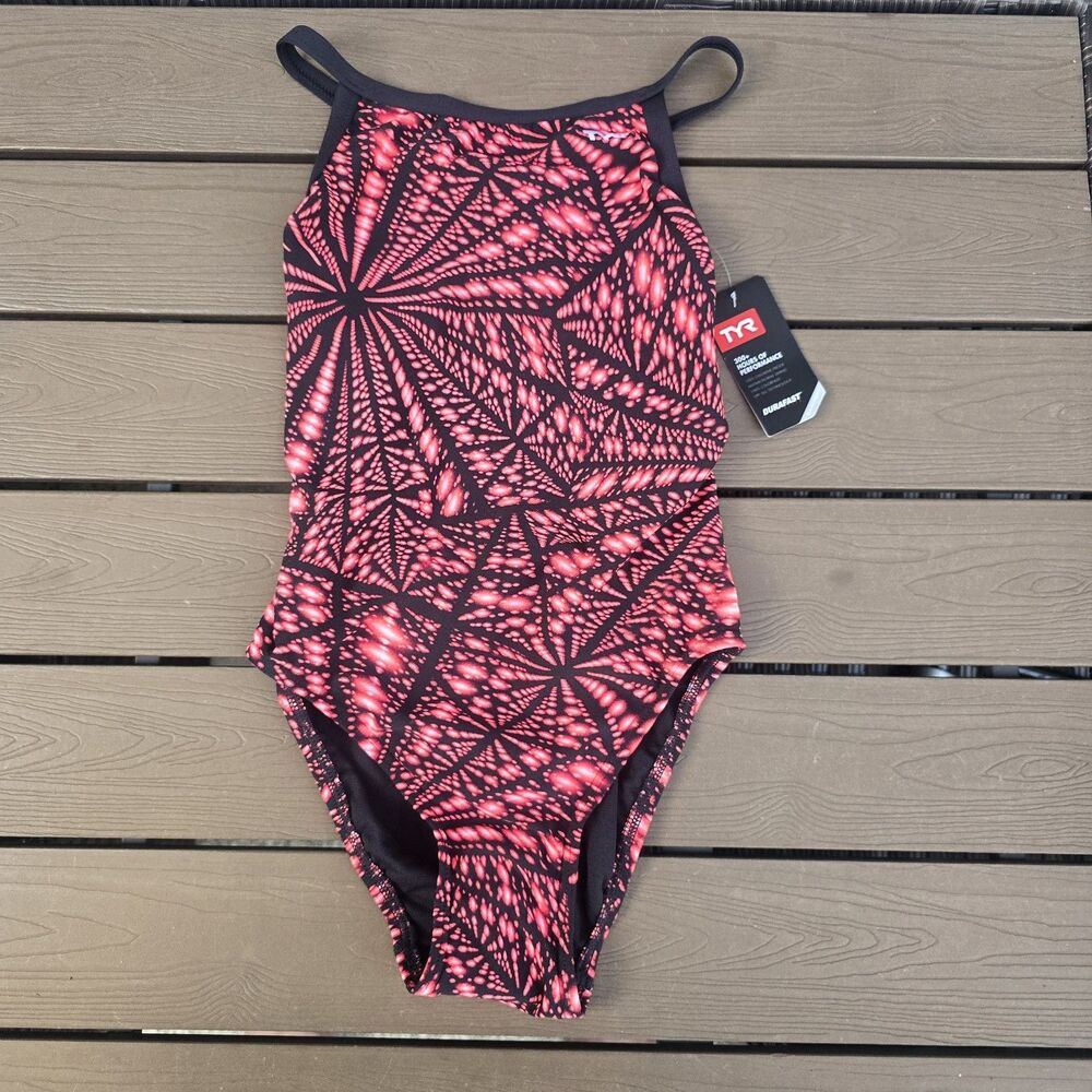 TYR Women's DuraFast Red Warp Speed Diamondfit One Piece Swimsuit Sz 30 NEW
